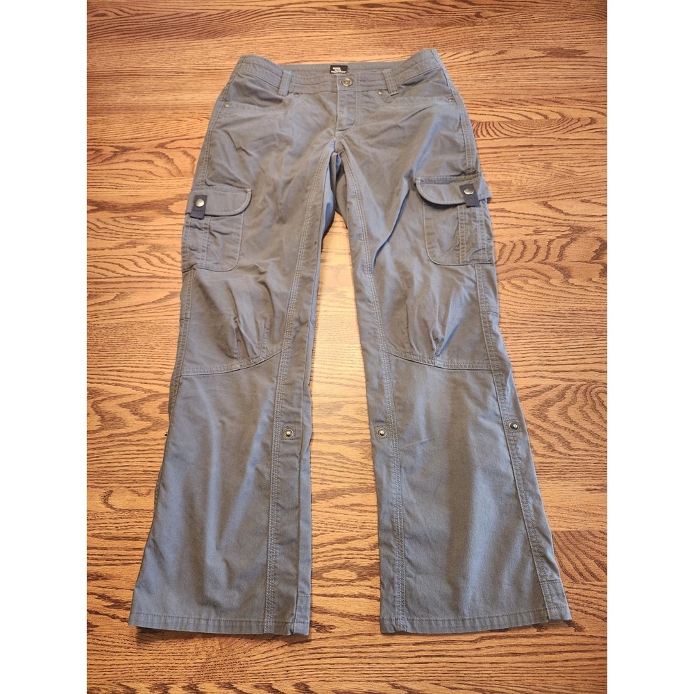 KUHL Legendary Cargo Pants Womens Sz 2 Extra Short Blue Hiking Outdoors Utility